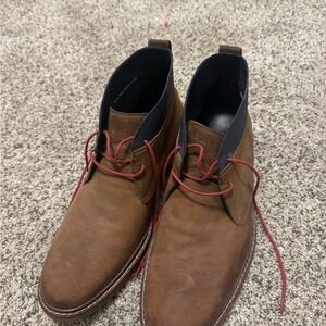 Men's Brown Leather Shoes with Red Laces